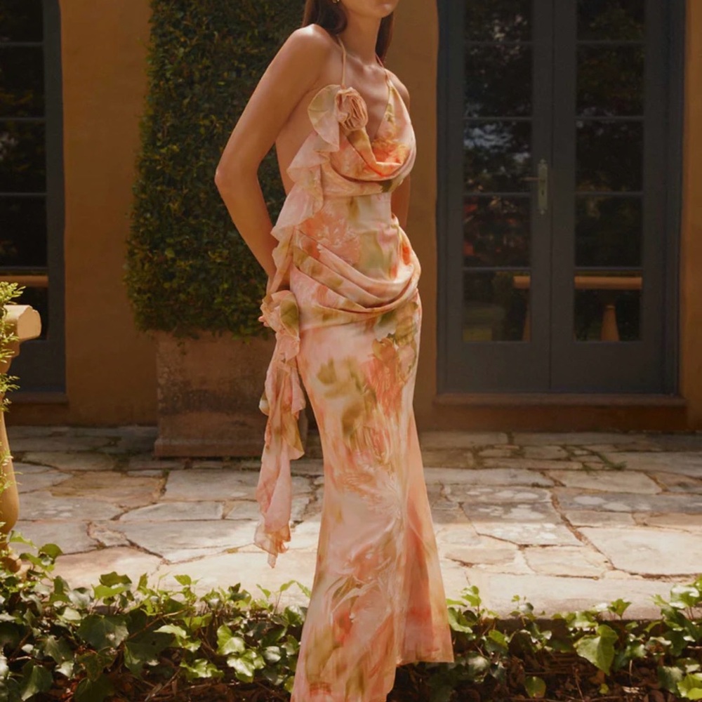 Peppermayo Diedre Rose Strappy Floral Maxi Dress
